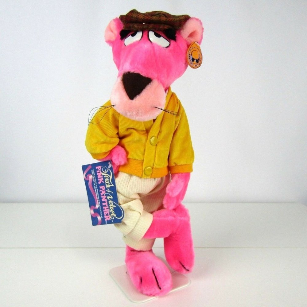 Vintage Pink Panther Stuffed Toy Touch of Velvet With Tags Mighty Star Inc